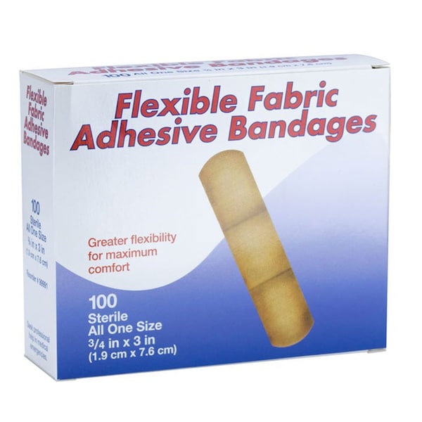 Oasis Plastic Adhesive Bandages, 3/4 in. x 3 in., 100PK BA3/4 - main